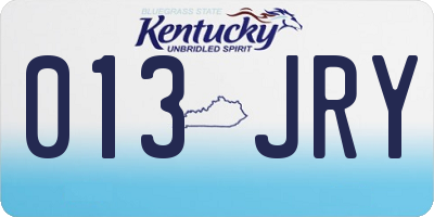 KY license plate 013JRY