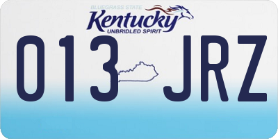 KY license plate 013JRZ