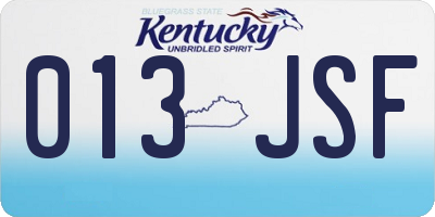 KY license plate 013JSF