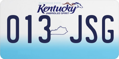 KY license plate 013JSG