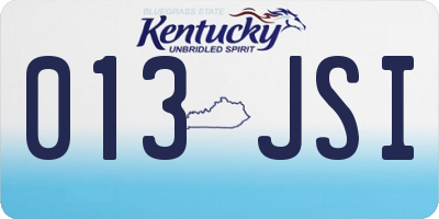 KY license plate 013JSI