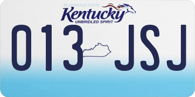 KY license plate 013JSJ