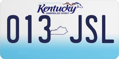 KY license plate 013JSL
