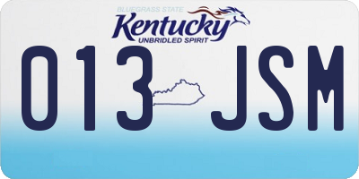 KY license plate 013JSM