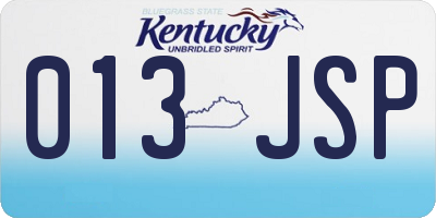 KY license plate 013JSP