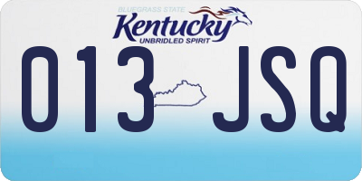 KY license plate 013JSQ