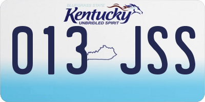 KY license plate 013JSS