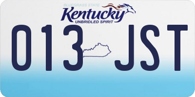 KY license plate 013JST
