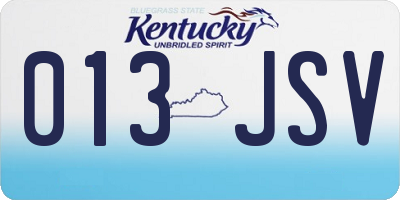 KY license plate 013JSV