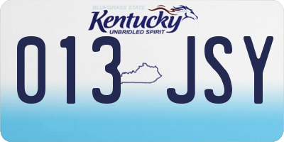 KY license plate 013JSY