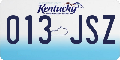 KY license plate 013JSZ
