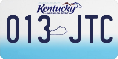 KY license plate 013JTC