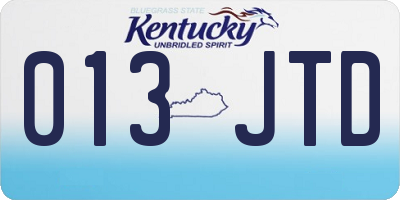 KY license plate 013JTD