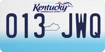 KY license plate 013JWQ