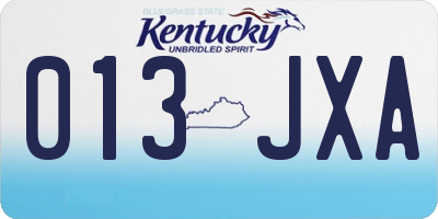 KY license plate 013JXA