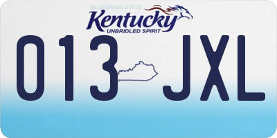 KY license plate 013JXL