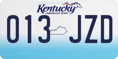 KY license plate 013JZD