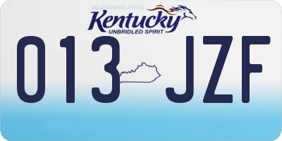 KY license plate 013JZF