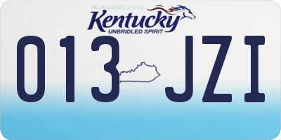 KY license plate 013JZI