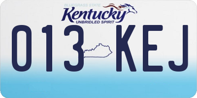 KY license plate 013KEJ