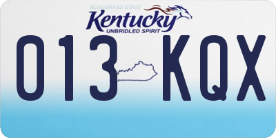 KY license plate 013KQX