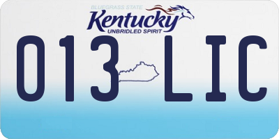 KY license plate 013LIC