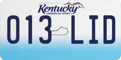 KY license plate 013LID