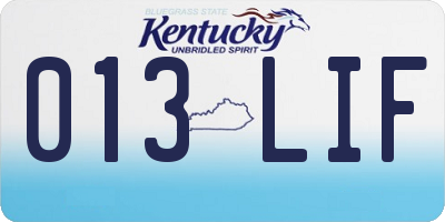 KY license plate 013LIF