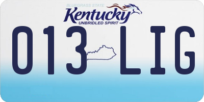 KY license plate 013LIG