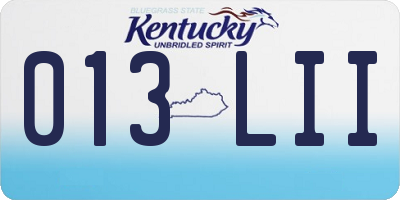 KY license plate 013LII