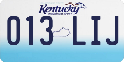 KY license plate 013LIJ