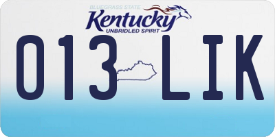 KY license plate 013LIK