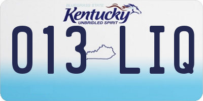 KY license plate 013LIQ