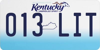 KY license plate 013LIT