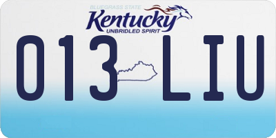 KY license plate 013LIU