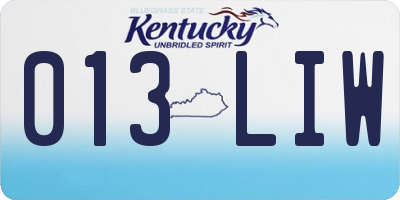 KY license plate 013LIW