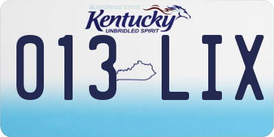 KY license plate 013LIX