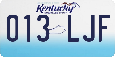 KY license plate 013LJF