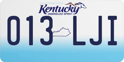 KY license plate 013LJI