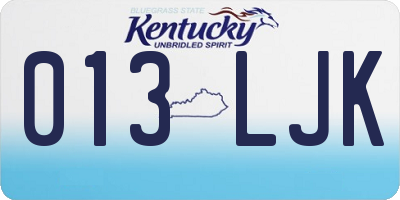 KY license plate 013LJK