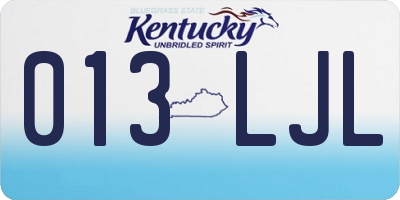 KY license plate 013LJL