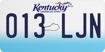 KY license plate 013LJN