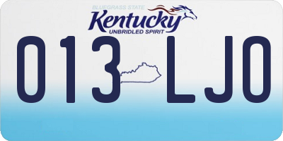 KY license plate 013LJO