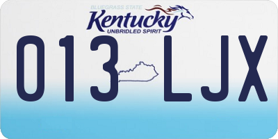 KY license plate 013LJX