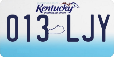 KY license plate 013LJY
