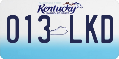 KY license plate 013LKD