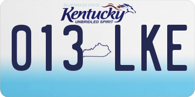 KY license plate 013LKE
