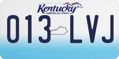 KY license plate 013LVJ
