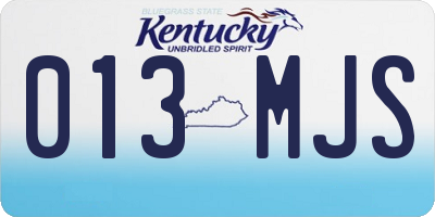 KY license plate 013MJS