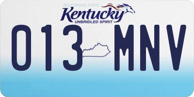 KY license plate 013MNV